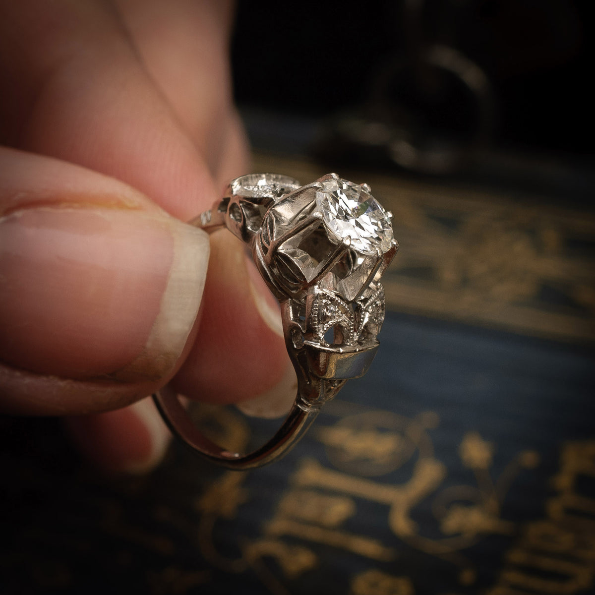 So Decadent!! Vintage Art Deco Diamond Engagement Ring