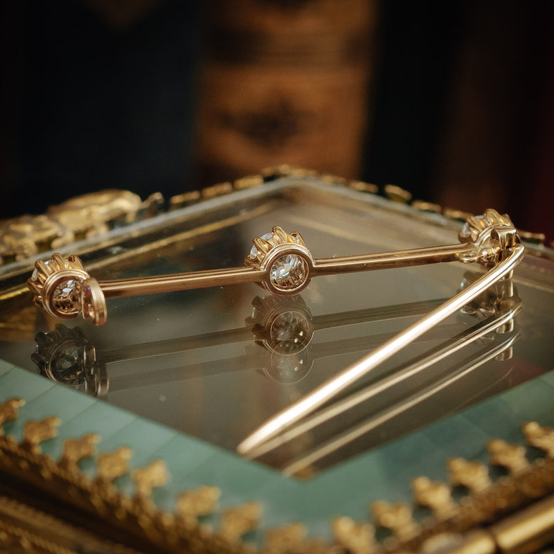 Extravagant Antique Victorian Old-Cut Diamond Bar Brooch