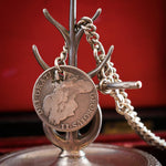 Super Antique Date 1917 Silver Albert Watch Chain