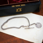 Super Antique Date 1917 Silver Albert Watch Chain