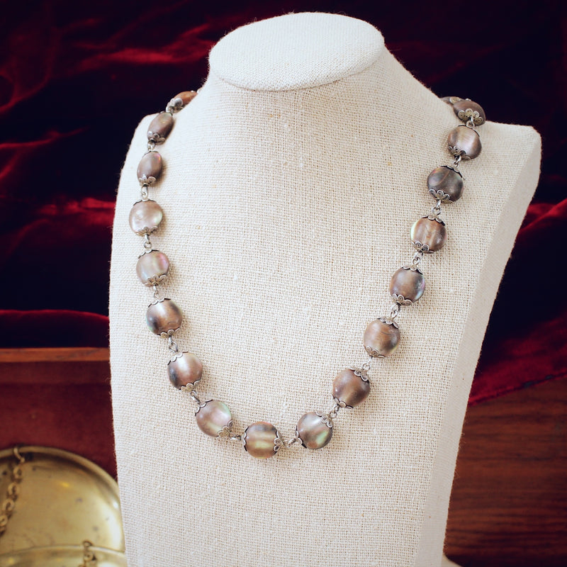Vintage Silver Filigree Shell Necklace