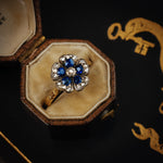 Antique Sapphire Diamond Pansy Flower Cluster Ring