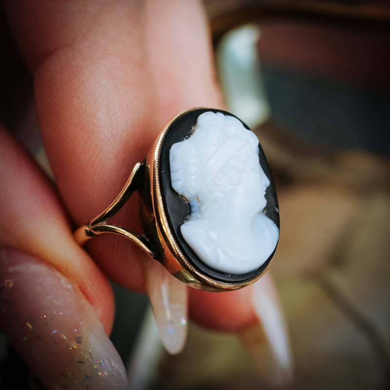 Classical Antique Roman Style Hardstone Cameo Ring