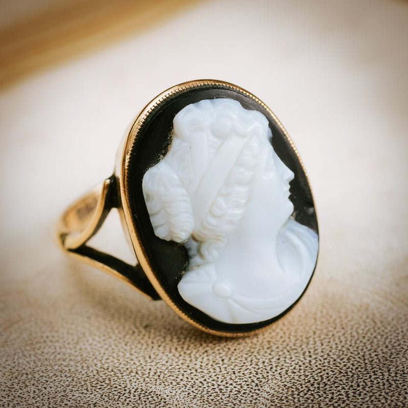 Classical Antique Roman Style Hardstone Cameo Ring