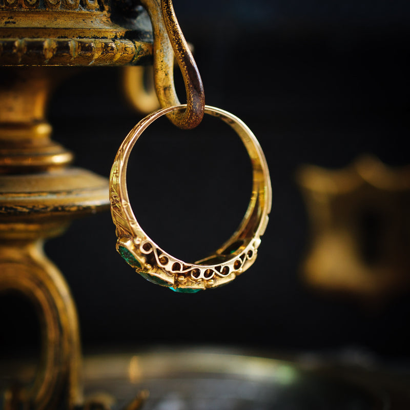 Verdant Hues Date 1876 15ct Gold Green Paste Ring