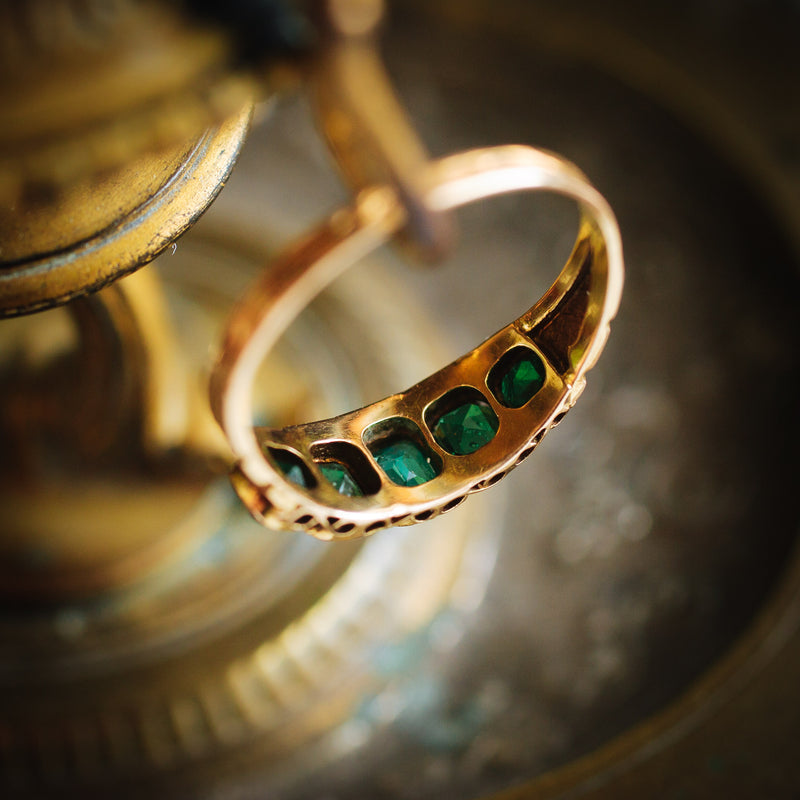 Verdant Hues Date 1876 15ct Gold Green Paste Ring