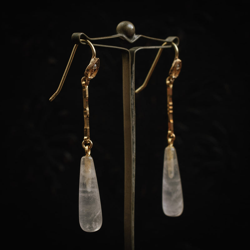 Rose Quartz Seed Pearl Drop Earrings