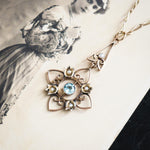 Ethereal Antique Edwardian Aquamarine & Seed Pearl Pendant