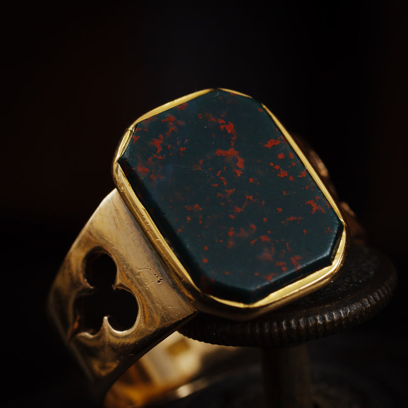 Noble Antique Arts and Crafts Bloodstone Ring