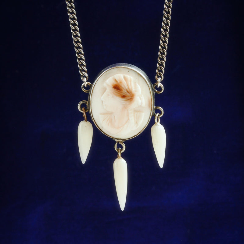Antique Hand Carved Cameo Necklace