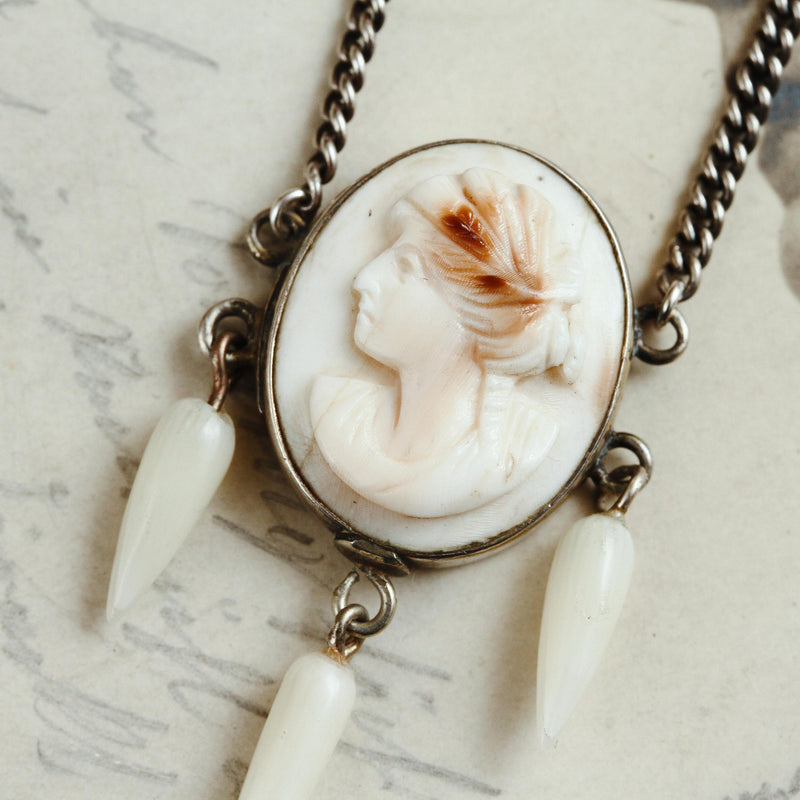 Antique Hand Carved Cameo Necklace