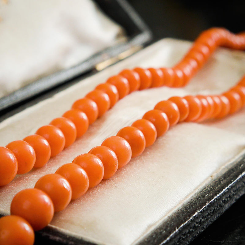 Antique Victorian Etruscan Revival Style Sciacca Coral Necklace