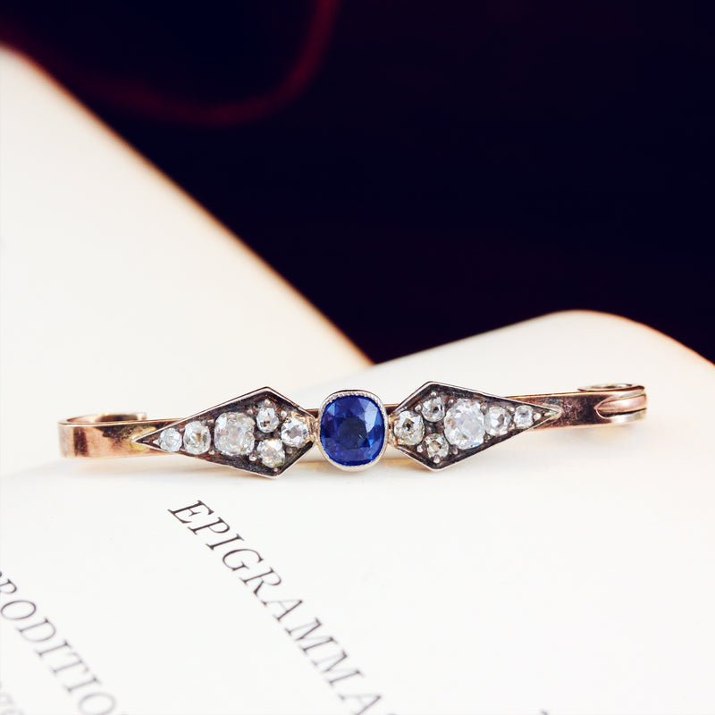 Antique Date 1921 Sapphire & Diamond Pin