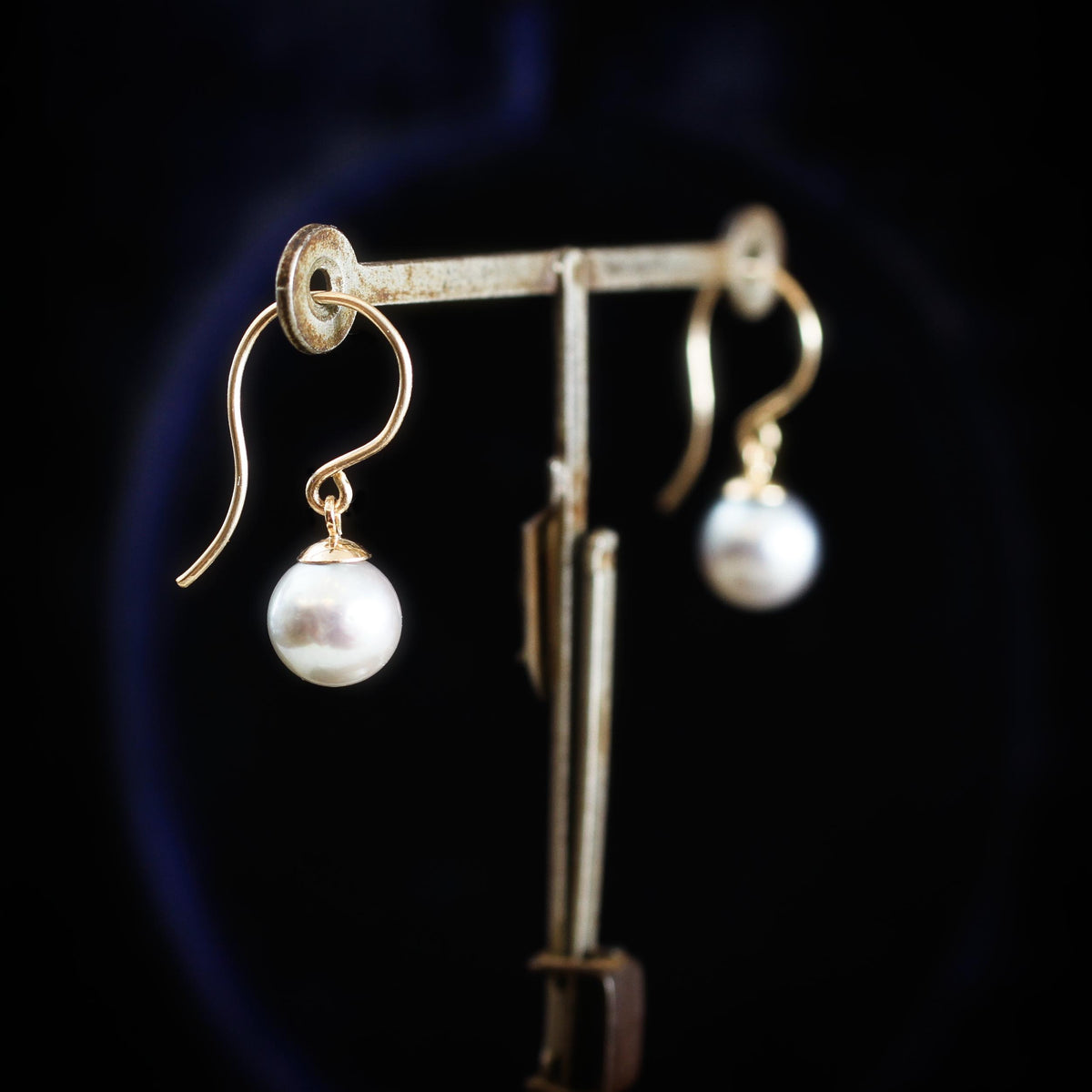 Vintage Blue/Grey Cultured Pearl Earring Drops