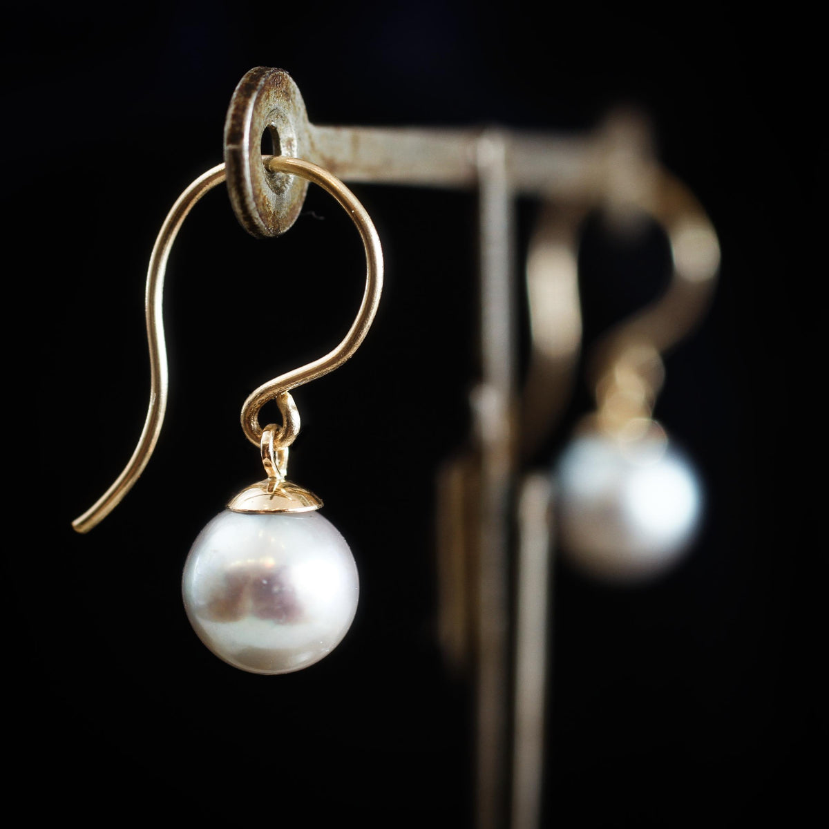 Vintage Blue/Grey Cultured Pearl Earring Drops