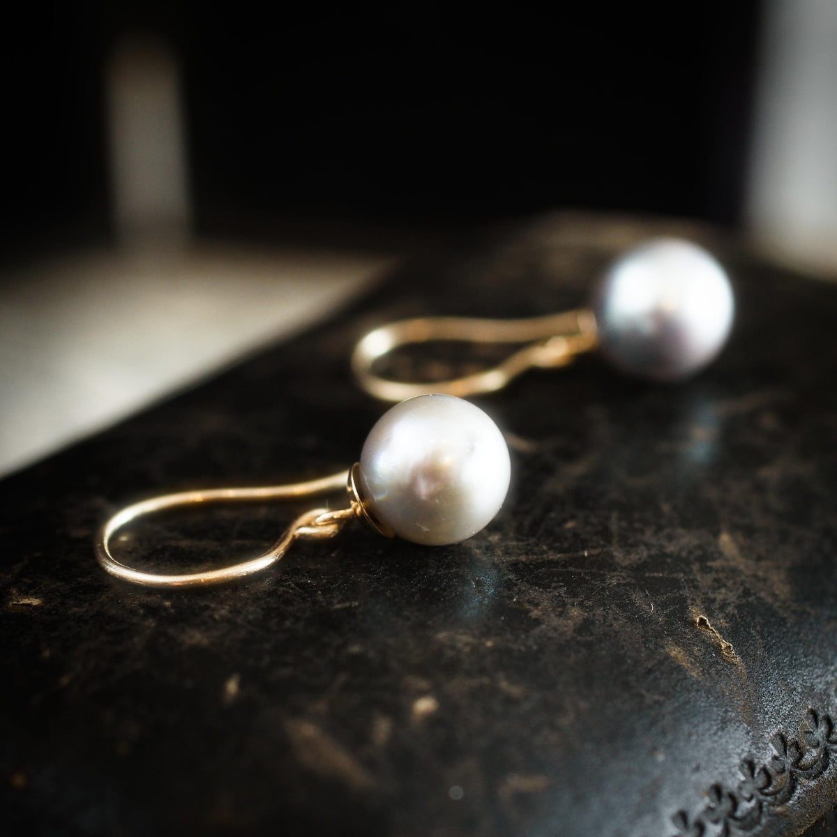 Vintage Blue/Grey Cultured Pearl Earring Drops