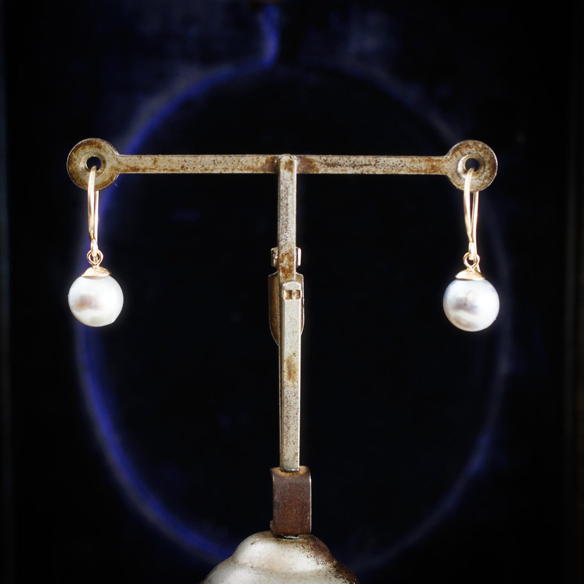 Vintage Blue/Grey Cultured Pearl Earring Drops