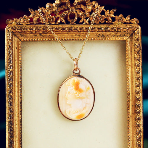 Vintage Pink Coral Cameo Pendant