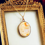 Vintage Pink Coral Cameo Pendant