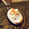 Vintage Pink Coral Cameo Pendant