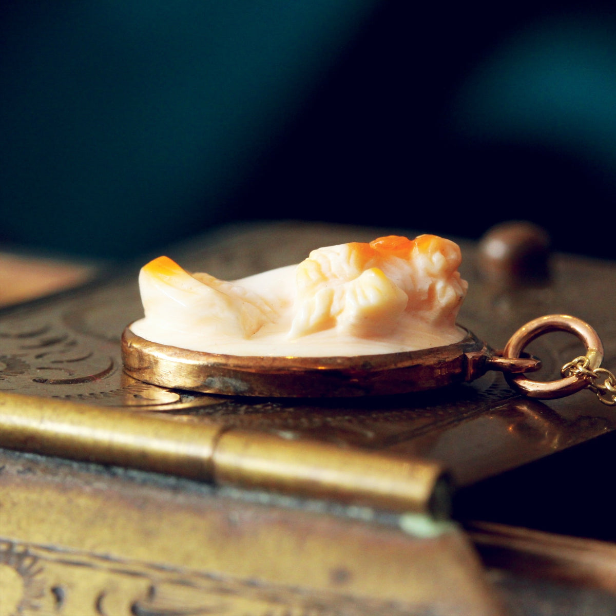 Vintage Pink Coral Cameo Pendant