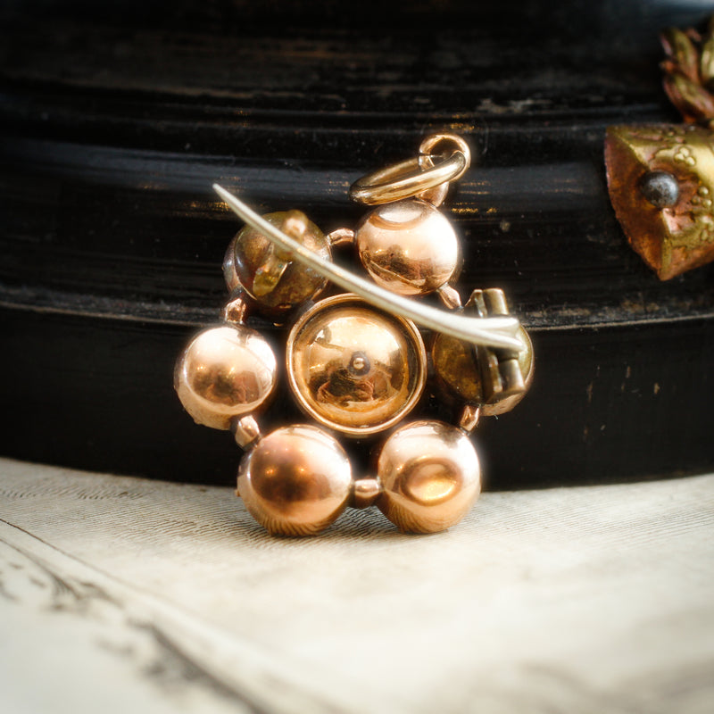 Georgian Flat-cut Garnet, Diamond & Natural Pearl Brooch/Pendant