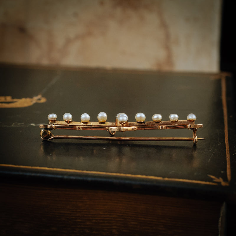 Antique Vintage Edwardian Pearl Diamond Brooch