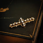 Antique Vintage Edwardian Pearl Diamond Brooch