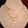 Blessed Little Antique Diamond & Pearl Bow Necklace