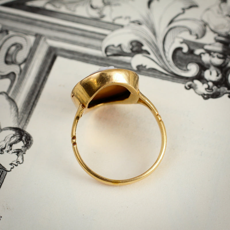Romantic Antique Edwardian Portrait Shell Cameo Ring