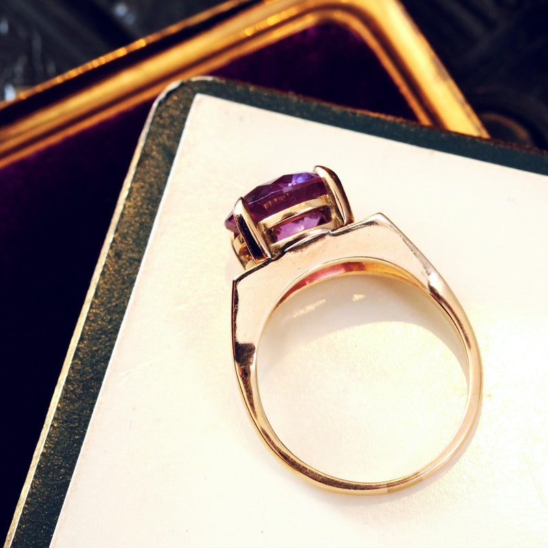 Vintage Modernist Synthetic Alexandrite Dress Ring