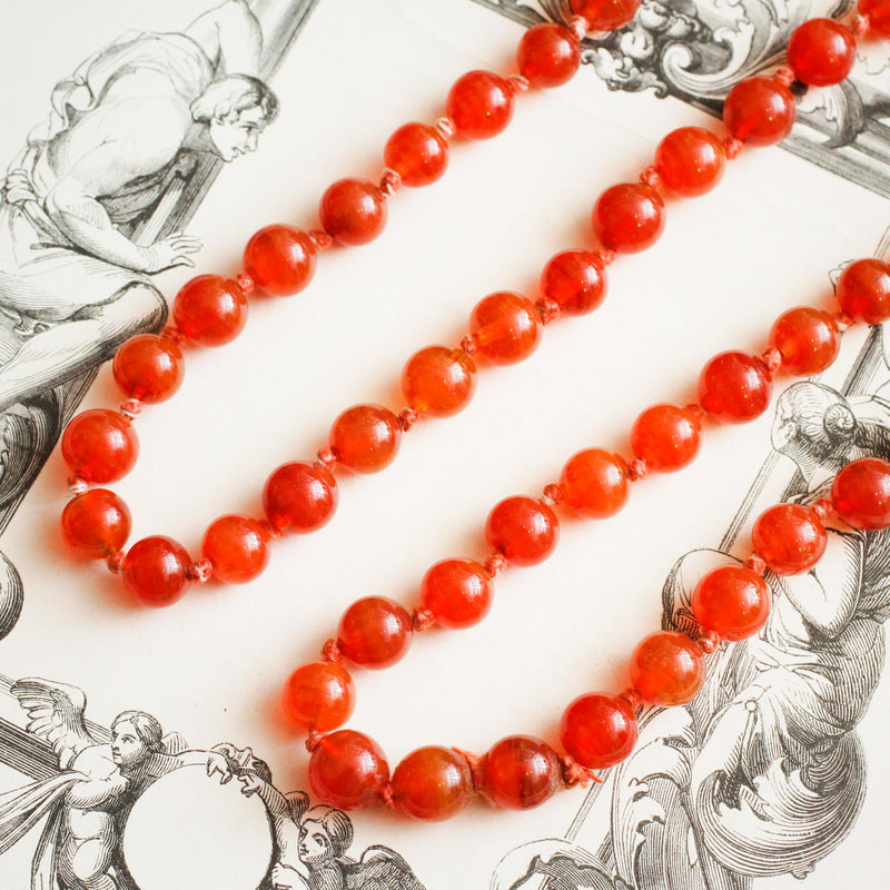 Vintage Carnelian Bead Necklace