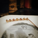 Sublime Circa 1900 Antique Ruby and Pearl Bar Pin