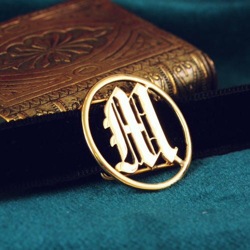 Victorian 9ct Gold Initial 'M' Slide