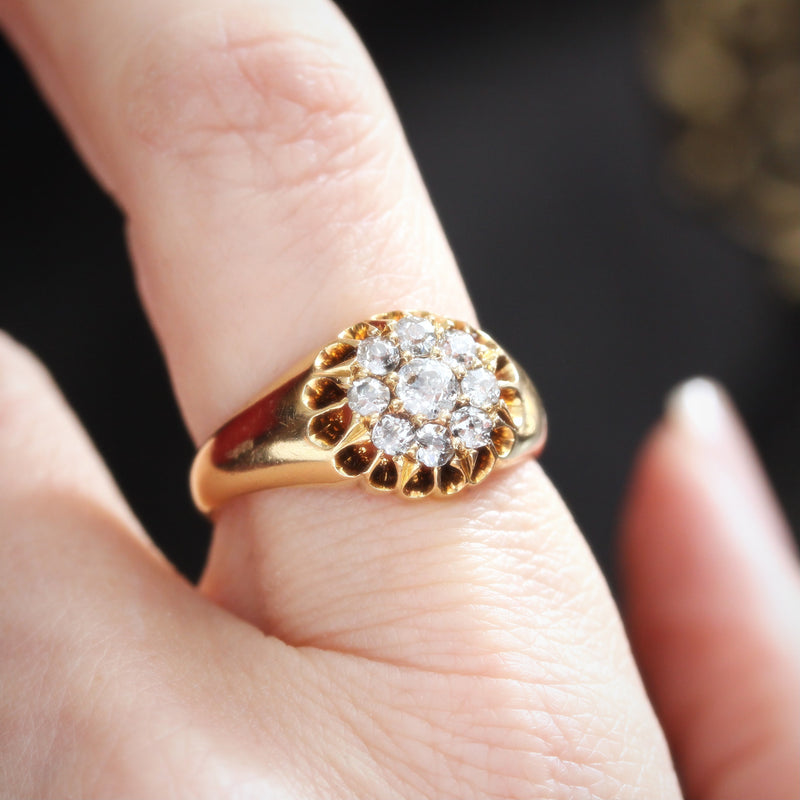 Romantic Love! Date 1902 Diamond Cluster Ring