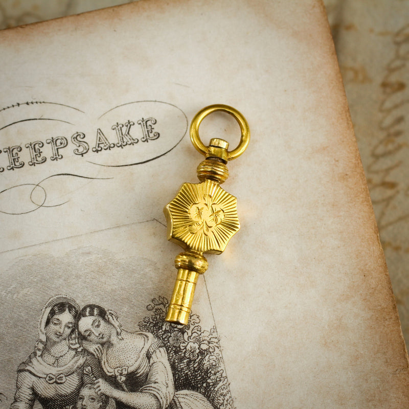Cute As a Button, Antique 15ct Gold Watch Key Fob