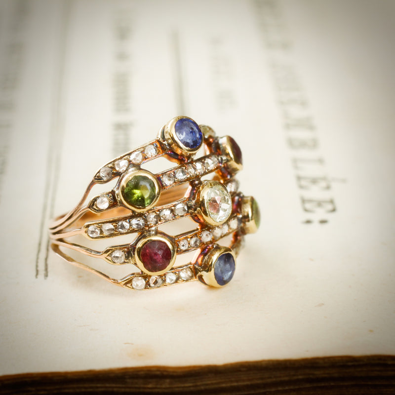 Our New Muse! A Rare Georgian Multi-Gem Harlequin Ring – Fetheray