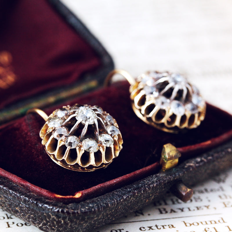 Outrageous Vintage Diamond Cluster Earrings