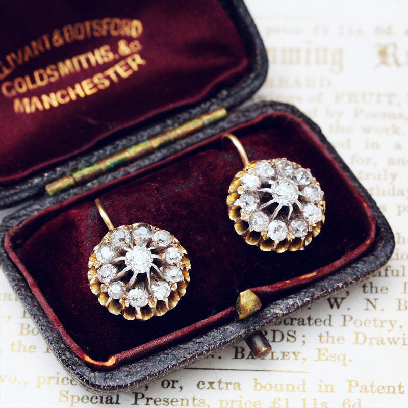 Outrageous Vintage Diamond Cluster Earrings