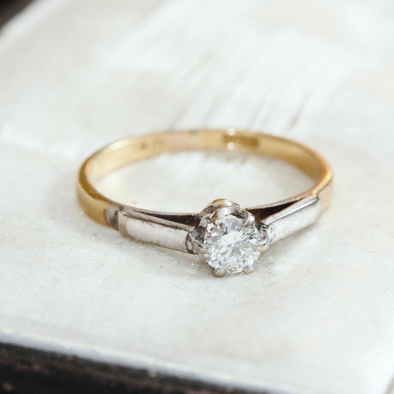 Vintage Mid Century Diamond Solitaire Engagement Ring