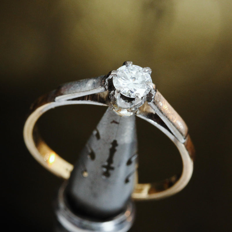 Vintage Mid Century Diamond Solitaire Engagement Ring