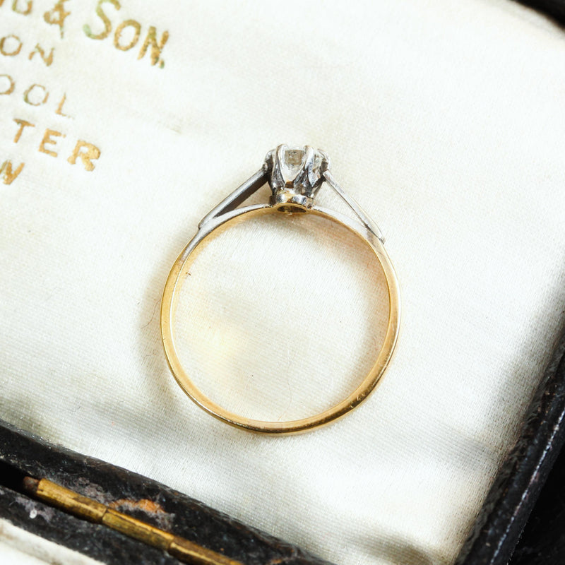 Vintage Mid Century Diamond Solitaire Engagement Ring