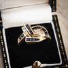 Glam Vintage 1980's Sapphire & Diamond Cocktail Ring