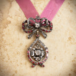 A Rare Antique Pendeloque Bodice Jewel set with Table Cut Diamonds and Rubies