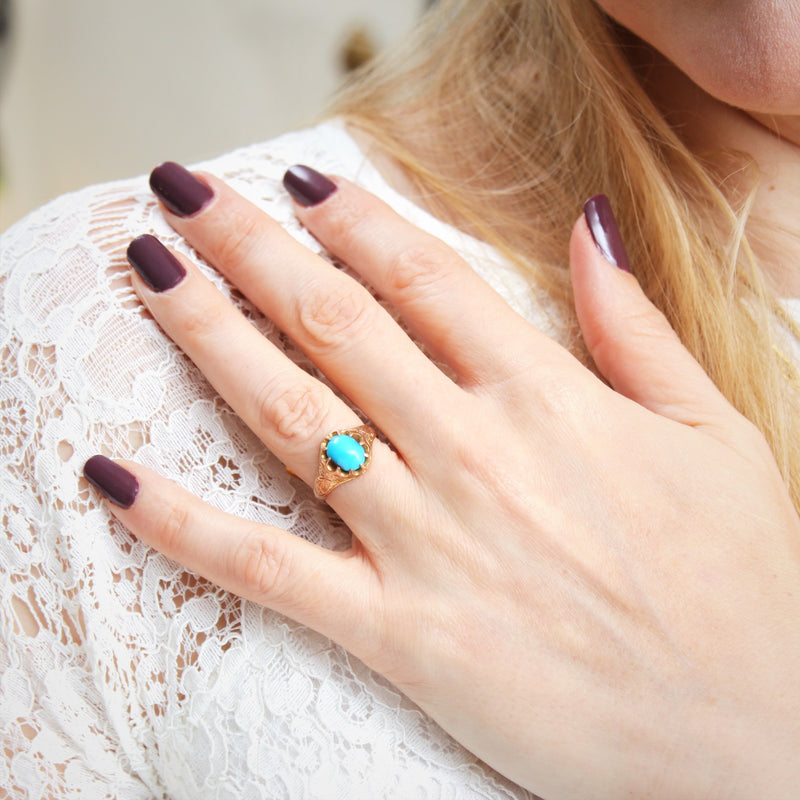 Romantic Date 1907 Turquoise & Gold Ring