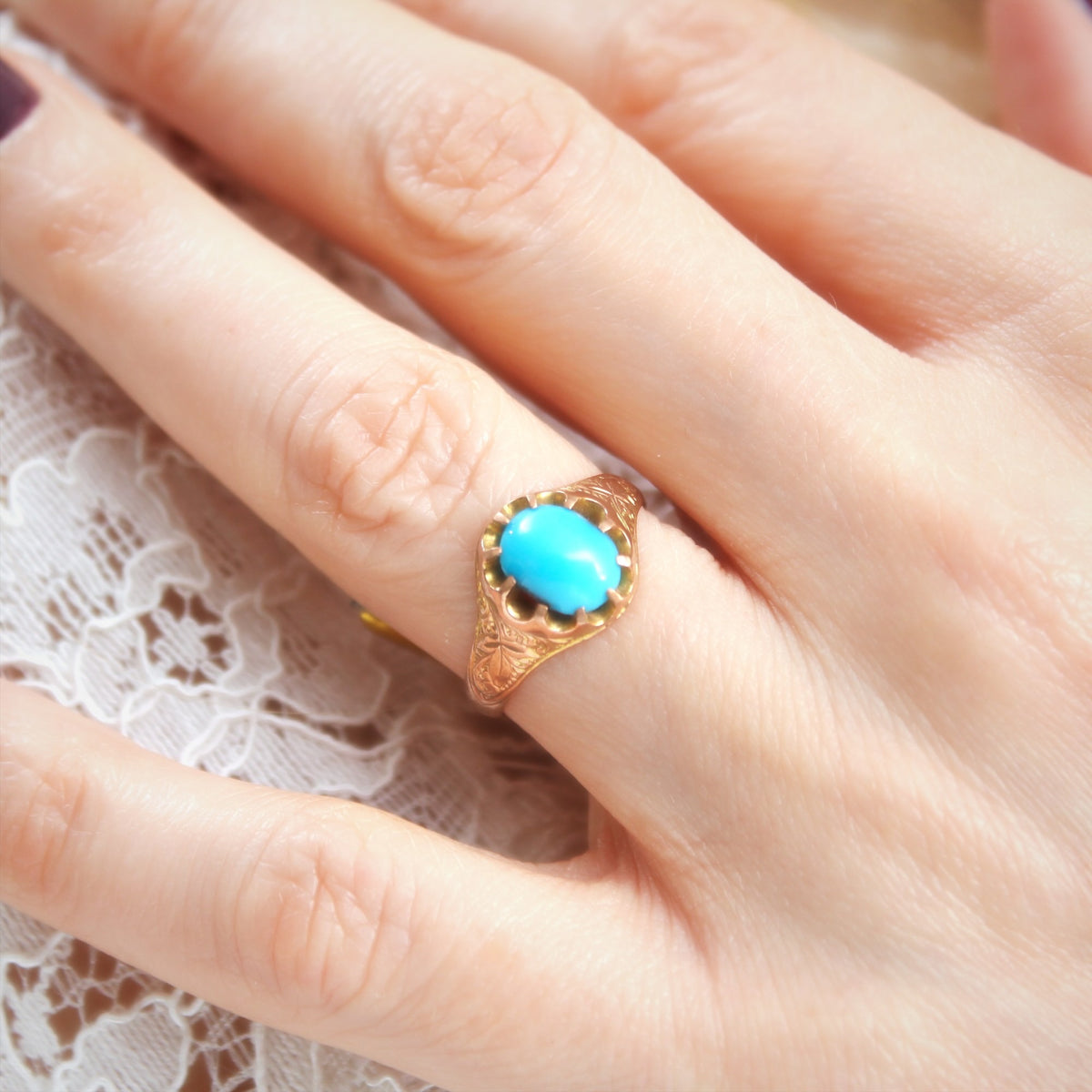 Romantic Date 1907 Turquoise & Gold Ring