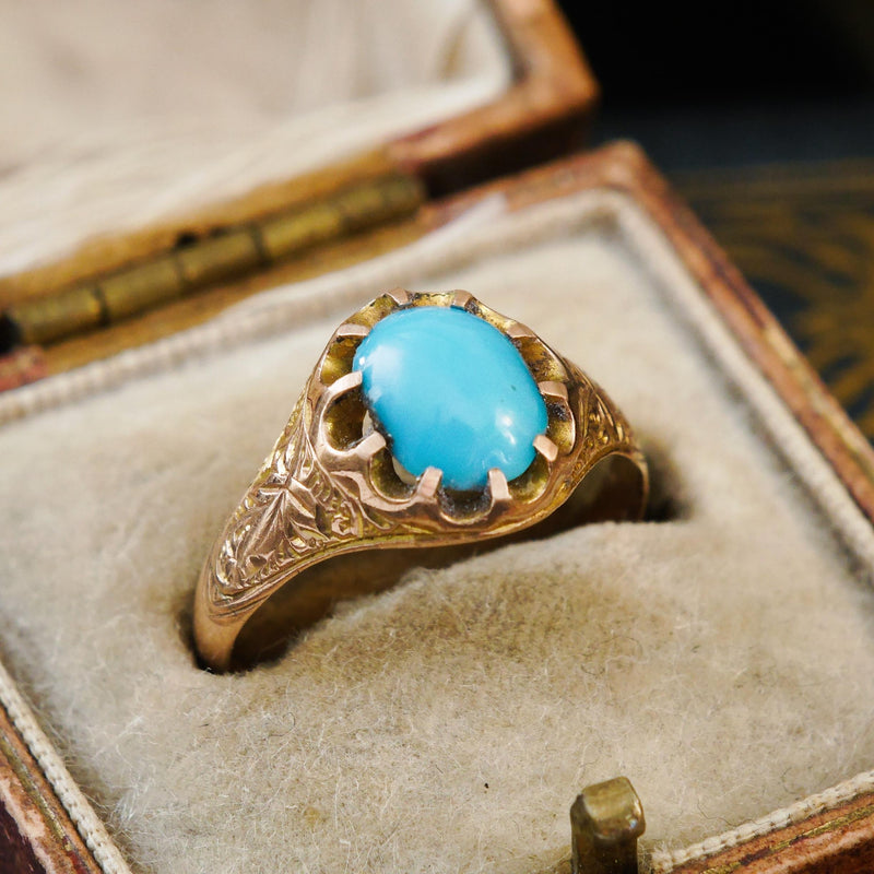 Romantic Date 1907 Turquoise & Gold Ring