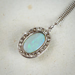Rare Lovely! Vintage Crystal Opal and Diamond Cluster Pendant