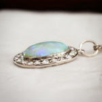 Rare Lovely! Vintage Crystal Opal and Diamond Cluster Pendant