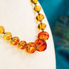 Vintage 1930's Faceted Amber Glass Bead Necklace